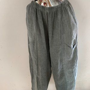 linen/ cotton  wide leg pocket pants